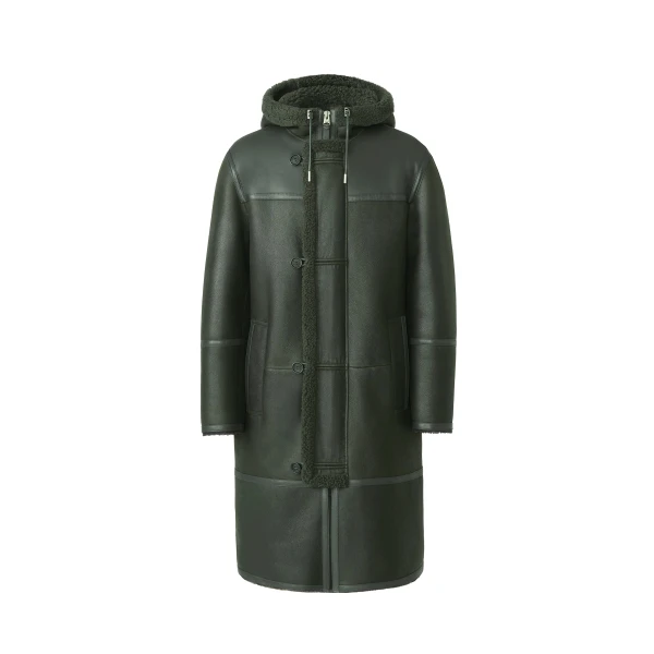 Mackage Darwin Shearling Duffle Coat in Evergreen