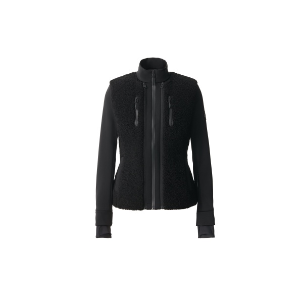 Mackage Dewi 3-In-1 Stretch Bonded Fleece and Teddy Ski Jacket in Black
