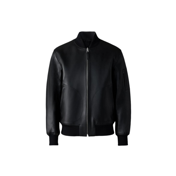 Mackage Easton-SA 2-In-1 Reversible Leather Bomber Jacket in Black-Carbon