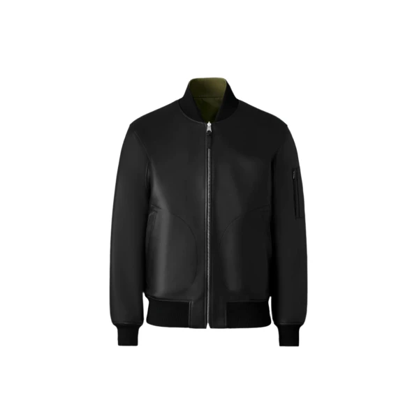 Mackage Easton-SA 2-In-1 Reversible Leather Bomber Jacket in Black