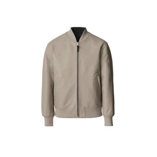 Mackage Easton-SA 2-In-1 Reversible Leather Bomber Jacket in Taupe-Black