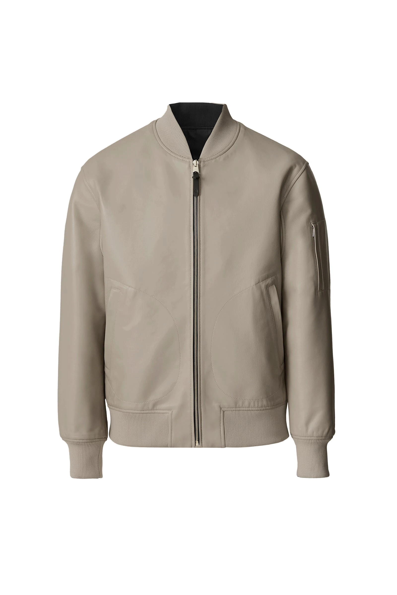 Mackage Easton-SA 2-In-1 Reversible Leather Bomber Jacket in Taupe-Black Mackage Easton-SA 2-In-1 Reversible Leather Bomber Jacket in Taupe-Black