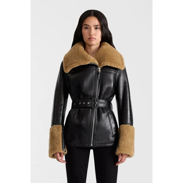 eileen shearling jacket black-toffee