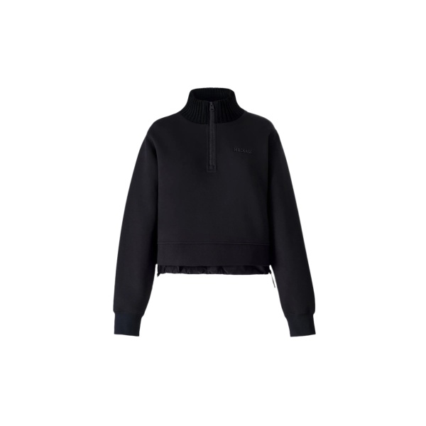 Mackage Elvira Quarter-Zip Cotton Sweatshirt in Black-Black