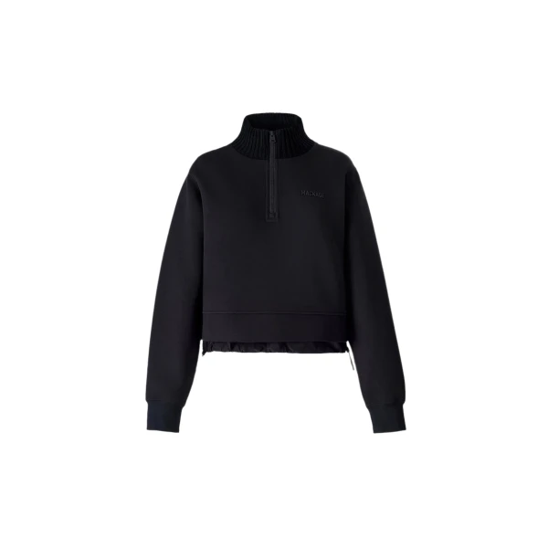 Mackage Elvira Quarter-Zip Cotton Sweatshirt in Black-Black
