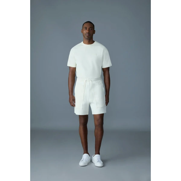 Mackage Elwood-R Double-Face Jersey Shorts in Cream