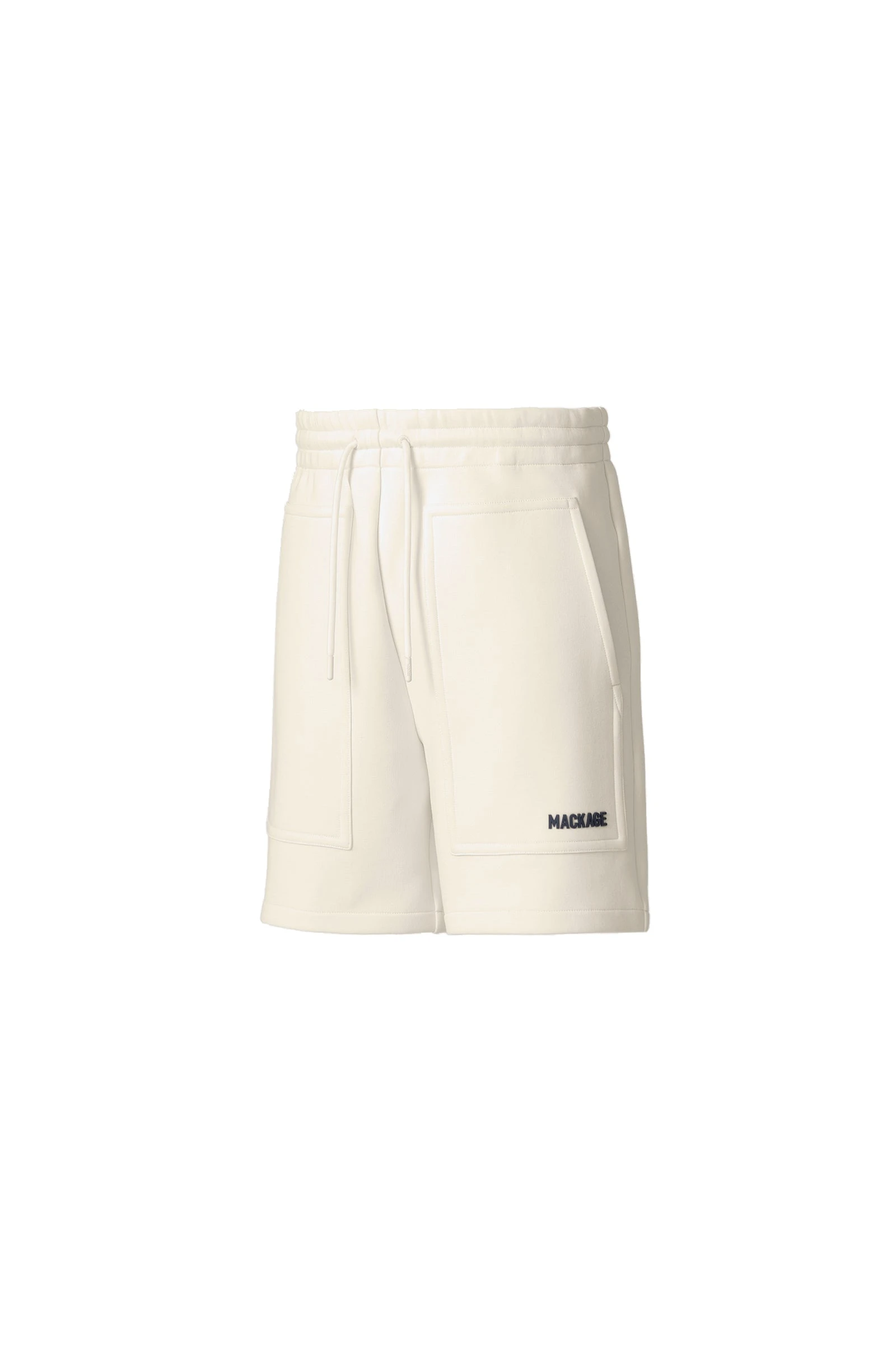 Mackage Elwood-R Double-Face Jersey Shorts in Cream-Navy Mackage Elwood-R Double-Face Jersey Shorts in Cream-Navy