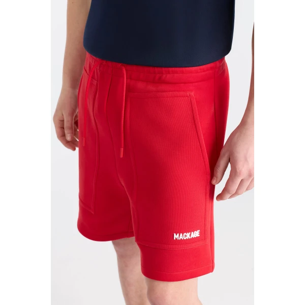Mackage Elwood-R Double-Face Jersey Shorts in Lava-White