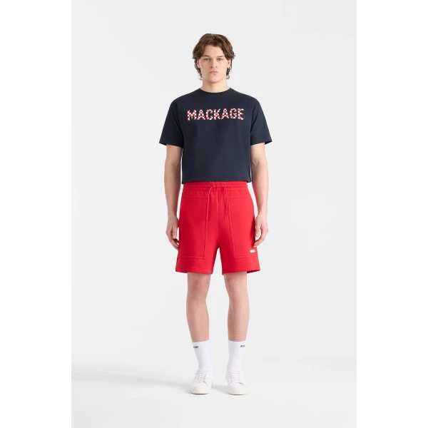 Mackage Elwood-R Double-Face Jersey Shorts in Lava-White