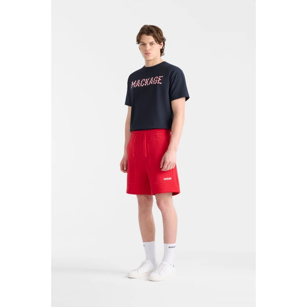 Mackage Elwood-R Double-Face Jersey Shorts in Lava-White