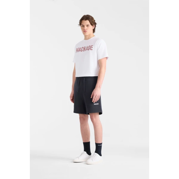 Mackage Elwood-R Double-Face Jersey Shorts in Navy-White