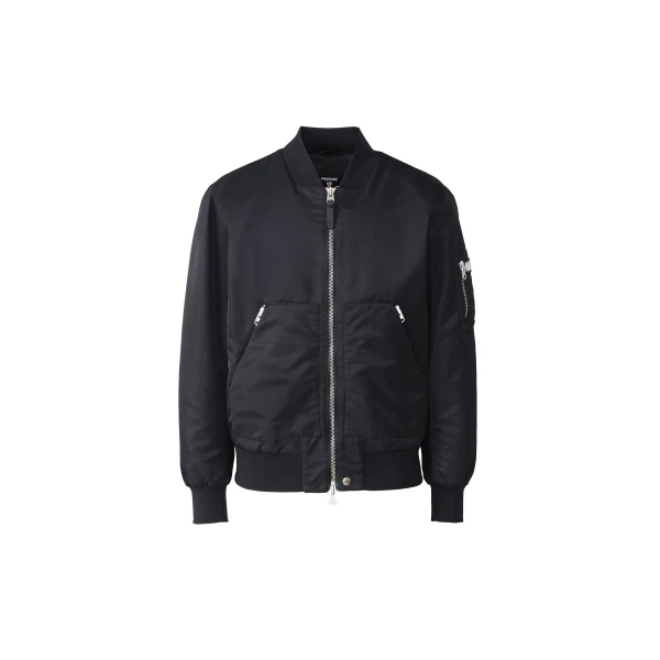 Mackage Emilio-CR Satin Bomber Jacket in Navy