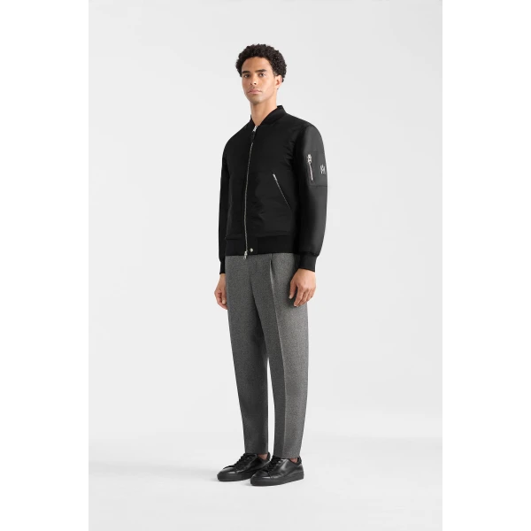 Mackage Emilio Satin Bomber Jacket in Black