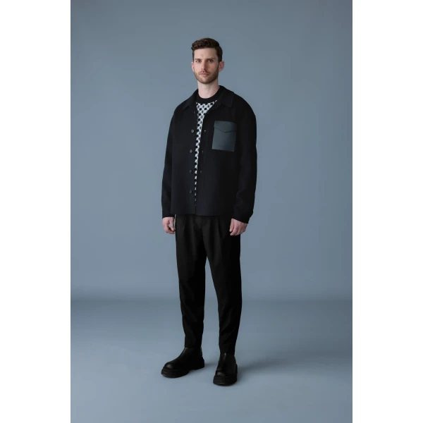 Mackage Emmanuel Double-Face Wool Overshirt in Black