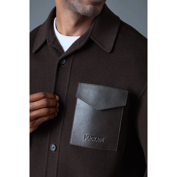 Mackage Emmanuel Double-Face Wool Overshirt in Coffee