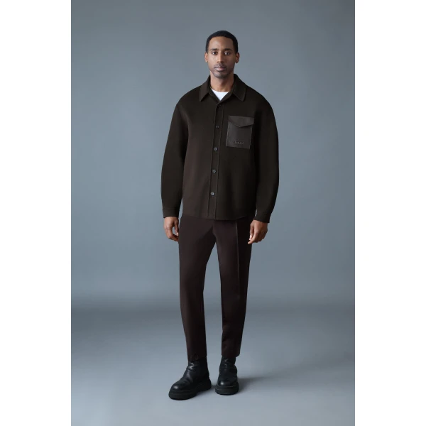 Mackage Emmanuel Double-Face Wool Overshirt in Coffee