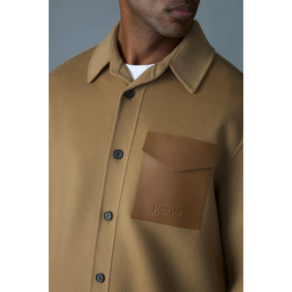 Mackage Emmanuel Double-Face Wool Overshirt in Light Camel