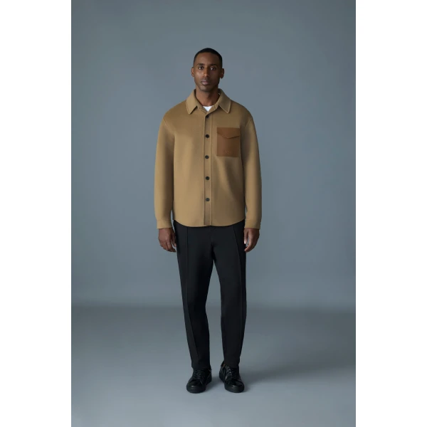 Mackage Emmanuel Double-Face Wool Overshirt in Light Camel