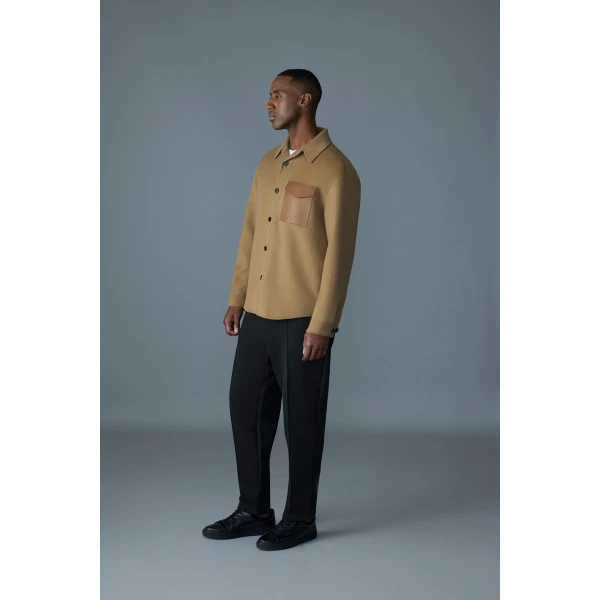 Mackage Emmanuel Double-Face Wool Overshirt in Light Camel