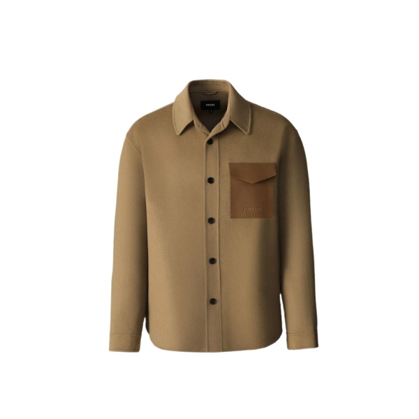 Mackage Emmanuel Double-Face Wool Overshirt in Light Camel