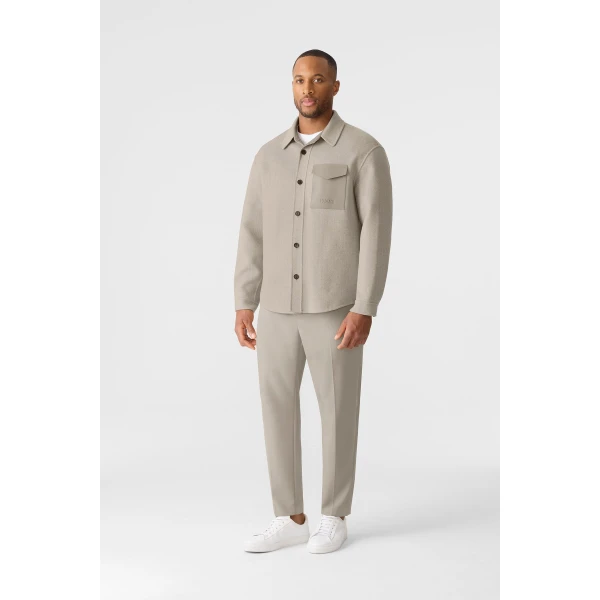 Mackage Emmanuel-HB Double-Face Wool Overshirt in Herringbone in Taupe Mix-Taupe