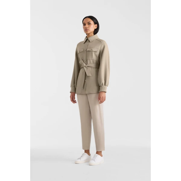 eugenia wool gabardine jacket taupe