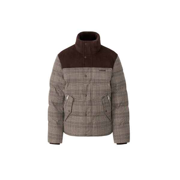 Mackage Everett-GC Glencheck and Corduroy Down Jacket in Taupe