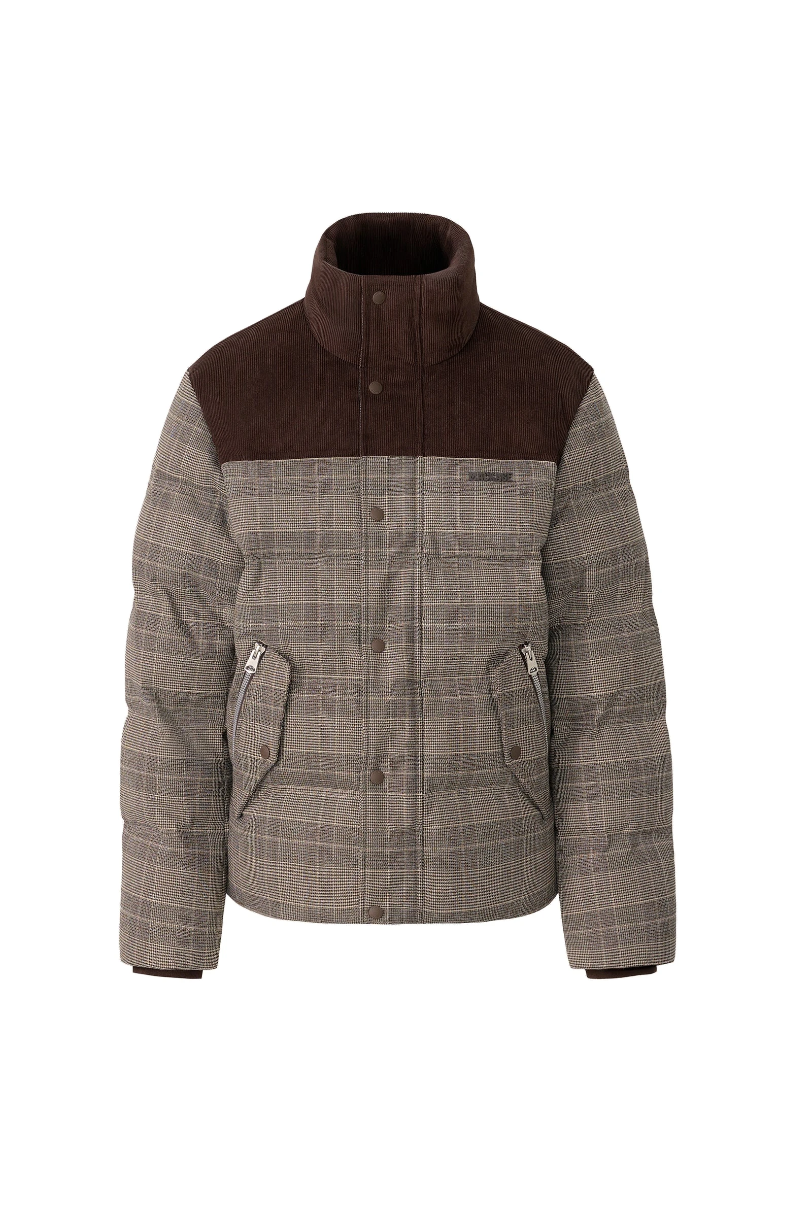 Mackage Everett-GC Glencheck and Corduroy Down Jacket in Taupe Mackage Everett-GC Glencheck and Corduroy Down Jacket in Taupe