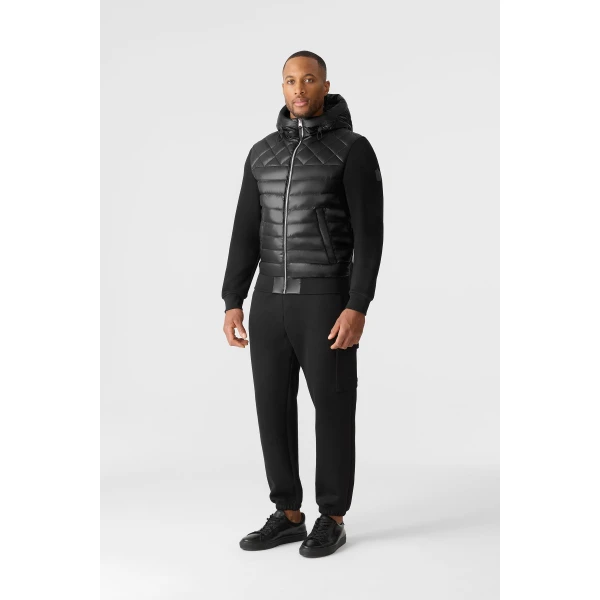 Mackage Fletcher Mixed-Media Down Hooded Jacket in Black
