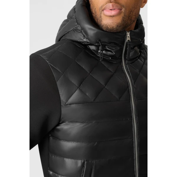 Mackage Fletcher Mixed-Media Down Hooded Jacket in Black
