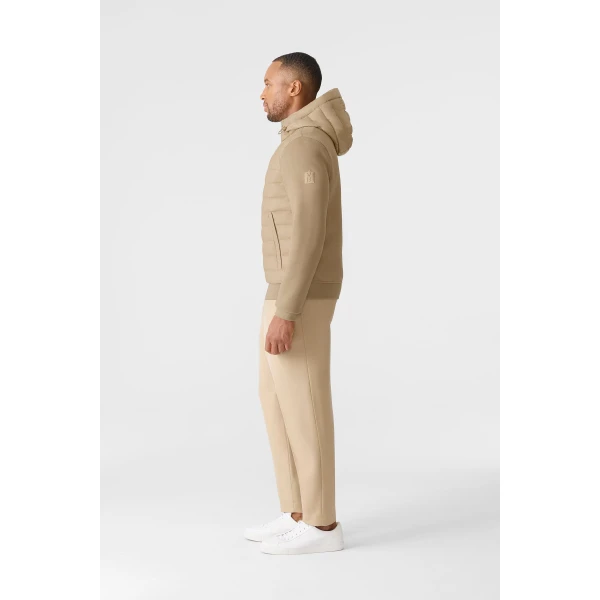 Mackage Fletcher Mixed-Media Down Hooded Jacket in Light Camel