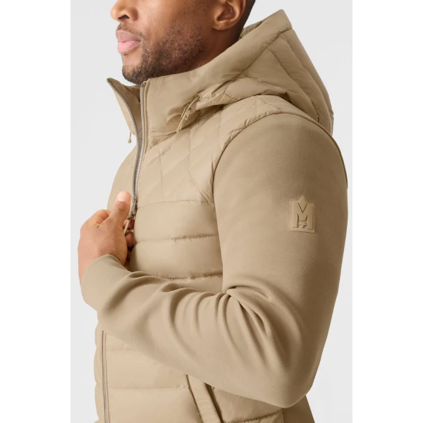 Mackage Fletcher Mixed-Media Down Hooded Jacket in Light Camel