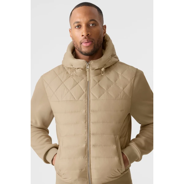 Mackage Fletcher Mixed-Media Down Hooded Jacket in Light Camel