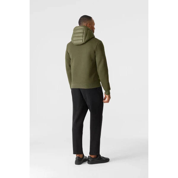 Mackage Fletcher Mixed-Media Down Hooded Jacket in Light Military