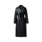 Mackage Gael-V Maxi Leather Trench Coat in Black