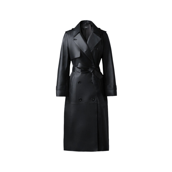 Mackage Gael-V Maxi Leather Trench Coat in Black