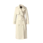 Mackage Gael-V Maxi Leather Trench Coat in Cream-Gold