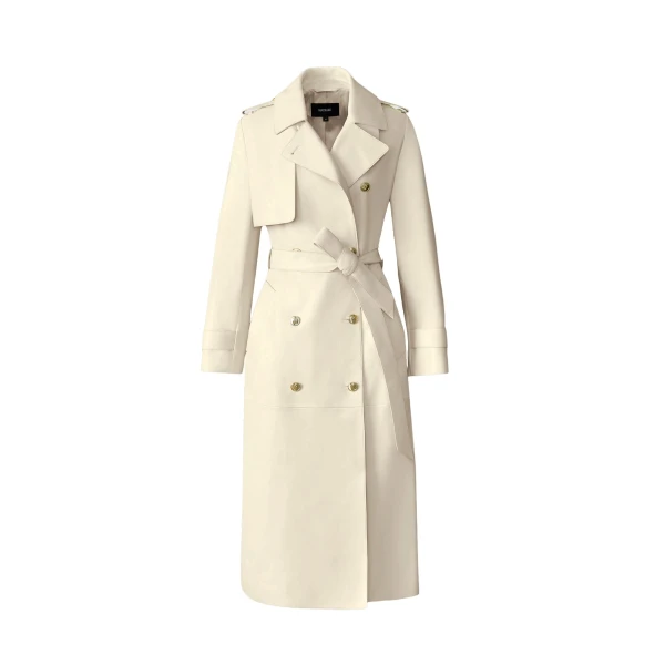 Mackage Gael-V Maxi Leather Trench Coat in Cream-Gold