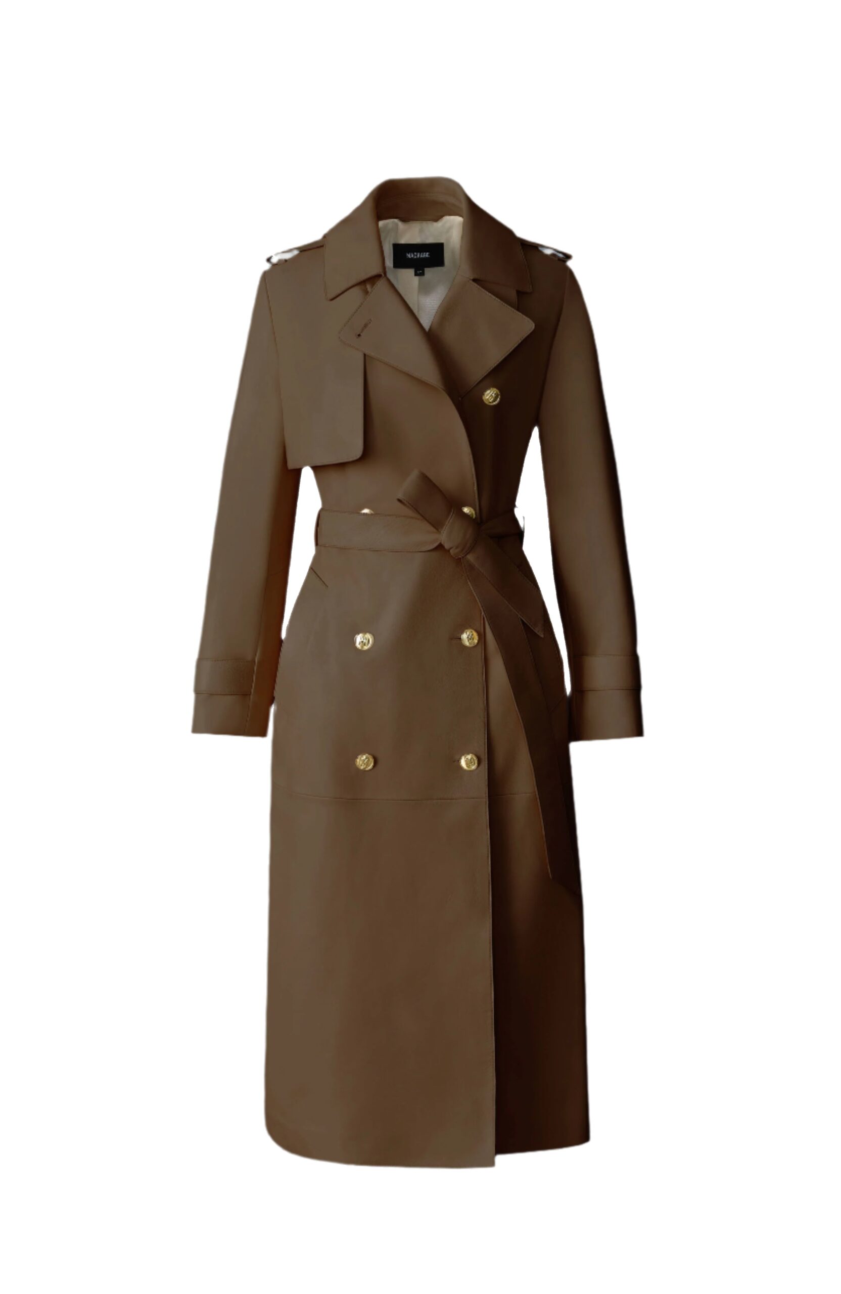 Mackage Gael-V Maxi Leather Trench Coat in Earth Brown Mackage Gael-V Maxi Leather Trench Coat in Earth Brown