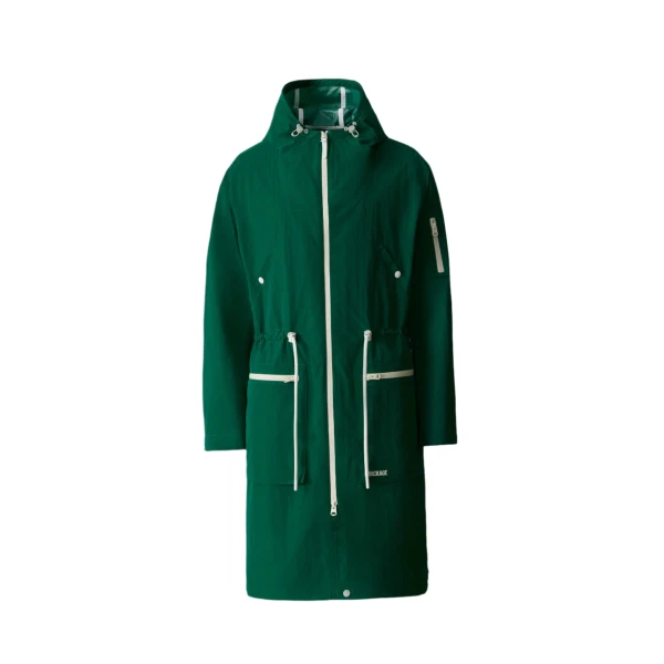 Mackage Gage Long Seam Sealed Ripstop Raincoat in Leaf Green