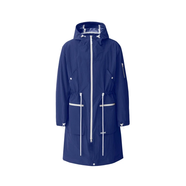 Mackage Gage Long Seam Sealed Ripstop Raincoat in Mineral Blue