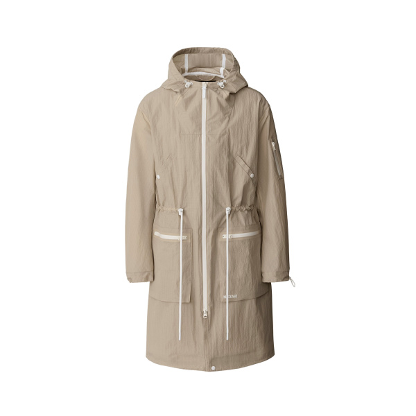 Mackage Gage Long Seam Sealed Ripstop Raincoat in Taupe