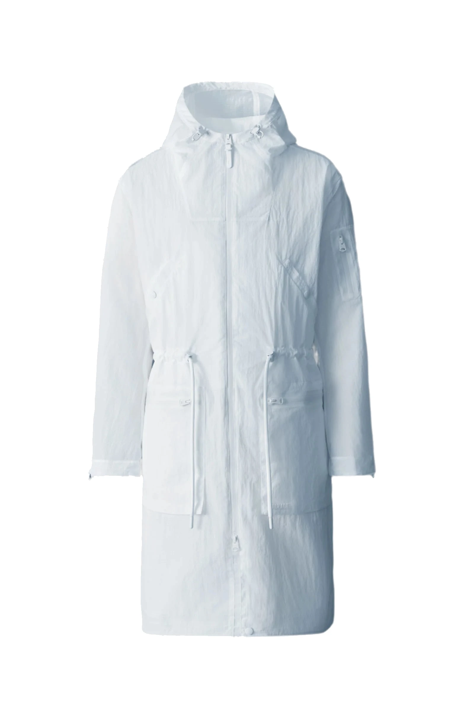 Mackage Gage Long Seam Sealed Ripstop Raincoat in White Mackage Gage Long Seam Sealed Ripstop Raincoat in White