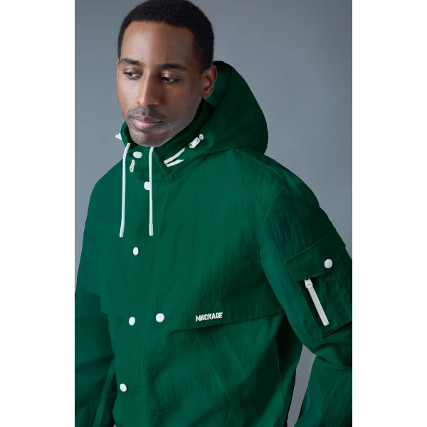 Mackage Garrett Seam-Sealed Ristop Rain Jacket in Leaf Green
