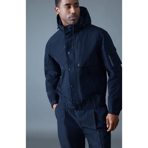 Mackage Garrett Seam-Sealed Ristop Rain Jacket in Navy