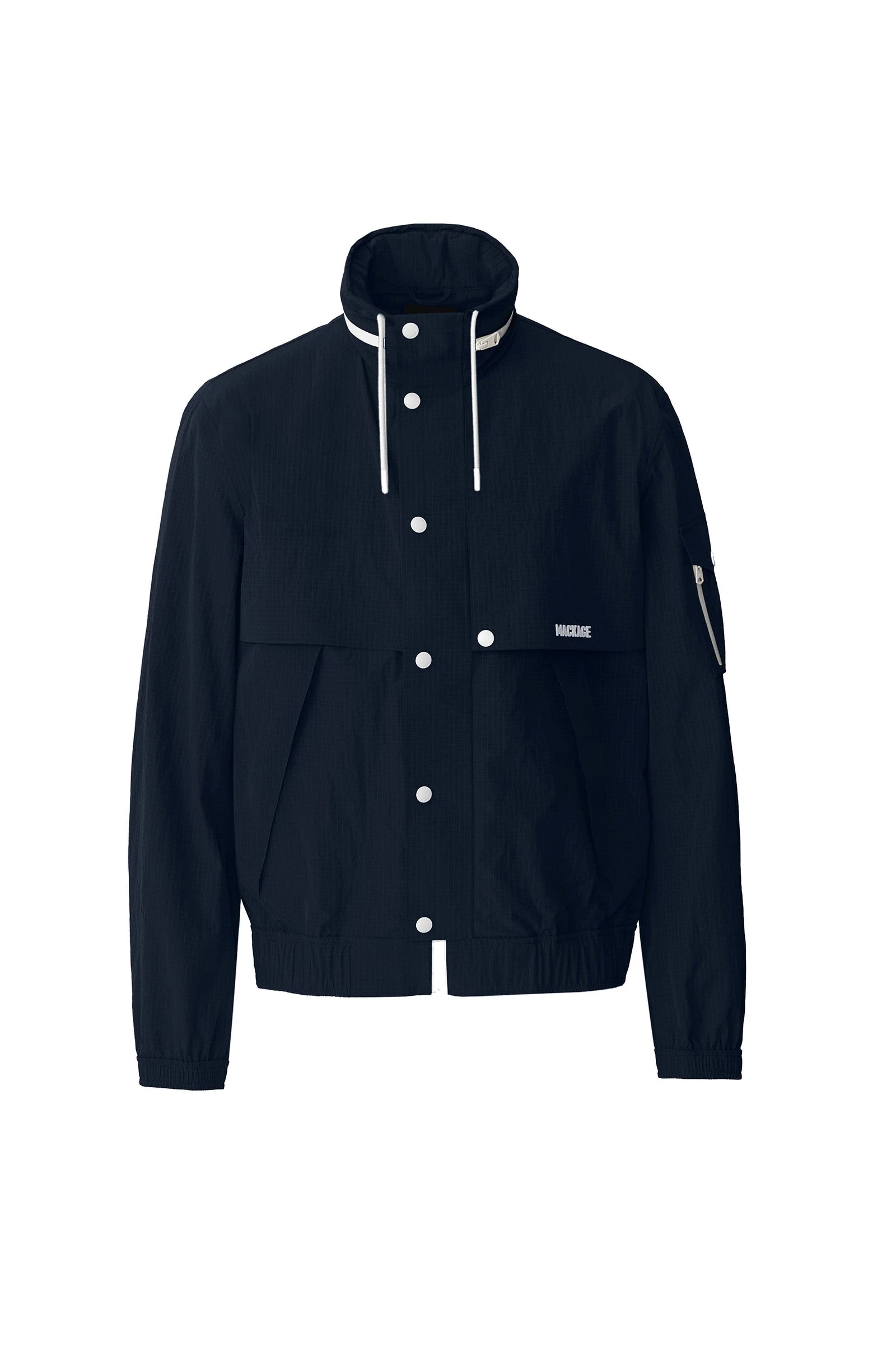 Mackage Garrett Seam-Sealed Ristop Rain Jacket in Navy-White Mackage Garrett Seam-Sealed Ristop Rain Jacket in Navy-White