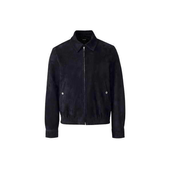 Mackage Giovanni-SU Suede Bomber Jacket in Navy