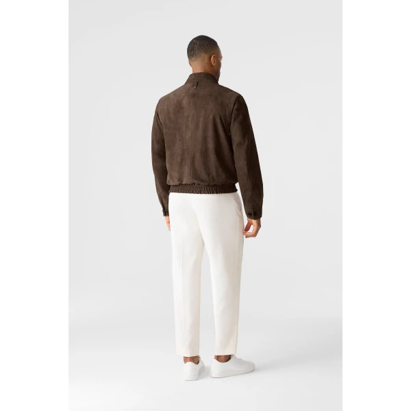 Mackage Giovanni-SU Suede Bomber Jacket in Umber