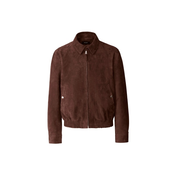 Mackage Giovanni-SU Suede Bomber Jacket in Umber