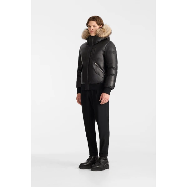 Mackage Glen-F 2-In-1 Leather Bomber Jacket in Black